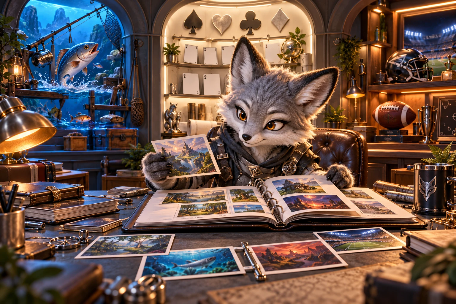 A fox author builds guides beside separate fishing, card and sport themes.
